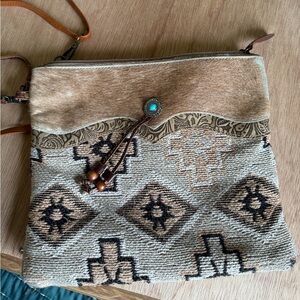 Myra Bag Tan and Brown Patterned Crossbody
